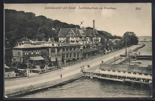 AK Kiel, Seebadeanstalt und Kaiserliches Yachtklubgebäude am Strandweg