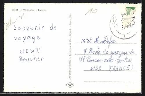 AK Soest in Westfalen, Rathaus mit Strassenpartie