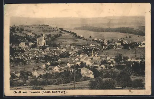 AK Tawern /Saarburg, Ortsansicht mit Blick ins Land