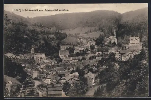 AK Triberg, Ortspartie vom Schonachtal gesehen