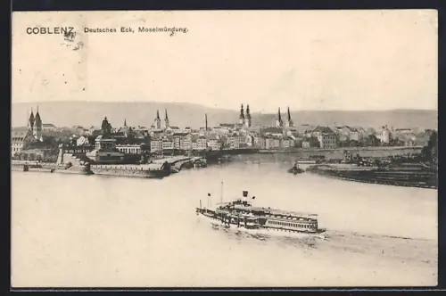 AK Coblenz, Deutsches Eck an der Moselmündung
