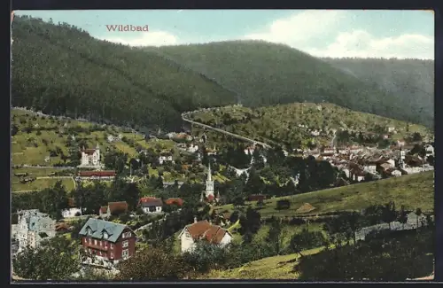 AK Wildbad / Schwarzwald, Ortsansicht mit Blick ins Tal