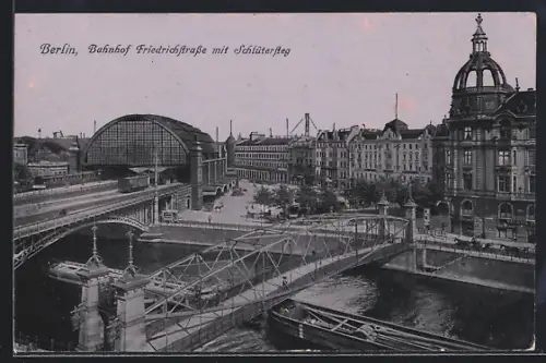 AK Berlin, Bahnhof Friedrichstrasse mit Schlüter-Steg
