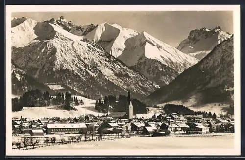 AK Oberstdorf, Gesamtansicht im Winter