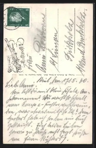 AK Kiel, Rathausturm mit Bismarckdenkmal