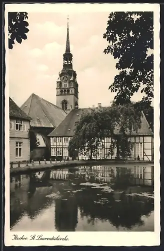 AK Itzehoe, St. Laurentiikirche vom Wasser aus