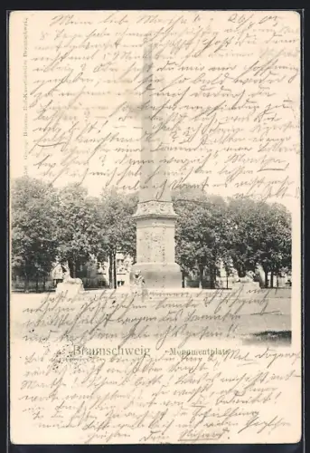 AK Braunschweig, Monumentplatz mit Obelisk