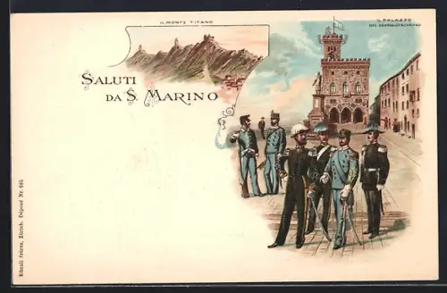Lithographie S. Marino, Il Palazzo del Consiglio Sovrano, Il Monte Titano