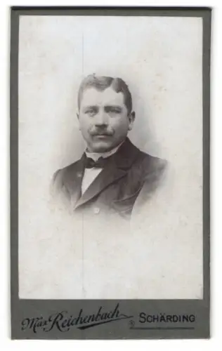 Fotografie Max Reichenbach, Schärding, Bahnhofstrasse 183, Herr Mayer in Anzug und Fliege