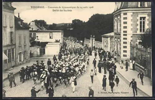 AK Tonnerre, Concours de Gymnastique du 23 août 1908, Défilé des Sociétés