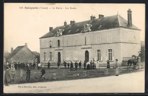AK Sainpuits /Yonne, La Mairie, Les Écoles