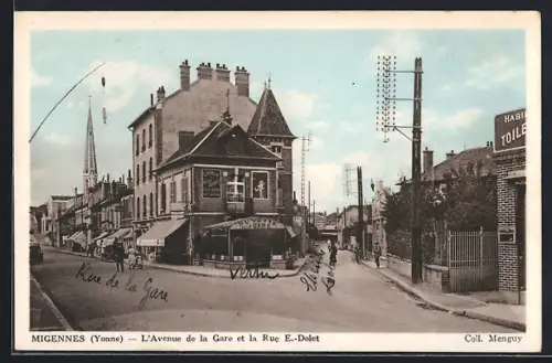 AK Migennes /Yonne, L`Avenue de la Gare et la Rue E.-Dolet
