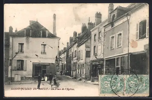 AK Saint-Julien-du-Sault, La Place de l`Église