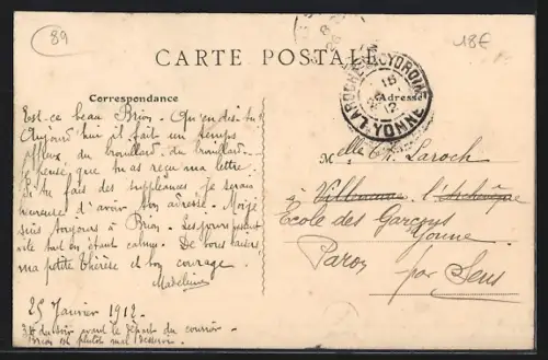 AK Brion, Vue générale avec troupeau de moutons et villageois dans un champ