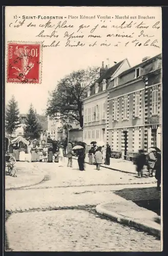 AK Saint-Florentin, Place Edmond Verolot, Marché aux Bouchers
