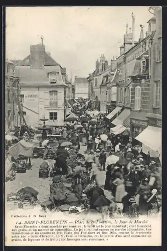 AK Saint-Florentin, Place de la Fontaine, le jour de marché