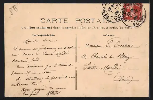 AK Sens, Concours de gymnastique du 21 Juin 1908, défilé des sociétés sous la pluie