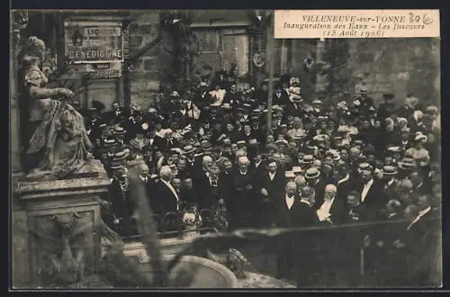 AK Villeneuve-sur-Yonne, Inauguration des Bains, Les Discours, 15 Août 1906