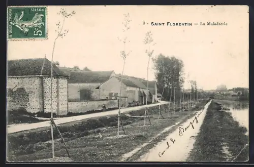 AK Saint-Florentin, La Maladrerie et le canal de Bourgogne
