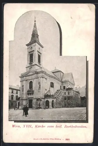 AK Wien, Kirche zum heil. Bartholomäus mit Vorplatz