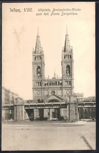 AK Wien, Uhlplatz, Breitenfelder-Kirche zum heil. Franz Seraphikus