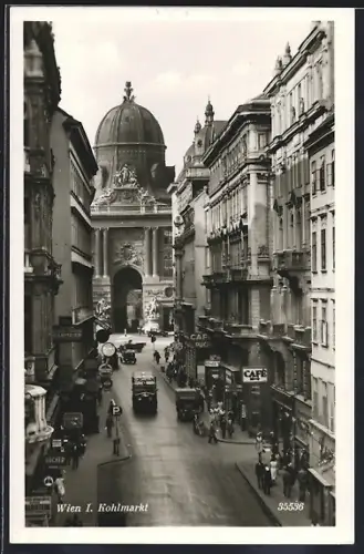 AK Wien, Kohlmarkt, dahinter Michaelertrakt der Hofburg