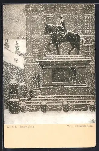 AK Wien, Denkmal am Josefsplatz im Winter