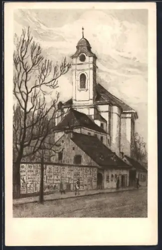 AK Wien, Erdbergstrasse mit Pfarrkirche St. Peter und Paul