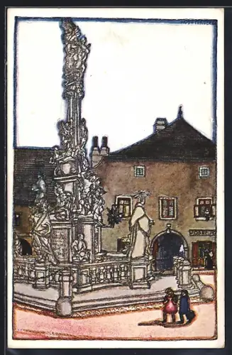 AK Neunkirchen, Hauptplatz, Dreifaltigkeitssäule