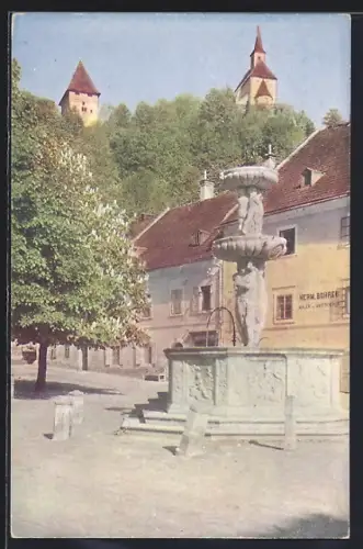AK Friesach, Alter Brunnen vor Herm. Bohred Malergeschäft