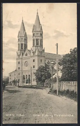 AK Wien, Unter Döbling, Klosterkirche mit Strasse