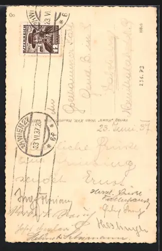 AK Wien, Grinzing, Gasthaus ausg`steckt Weingut Rode, Strassenpartie mit Kirchturm