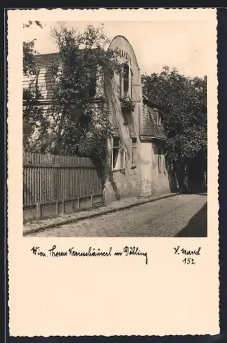 AK Wien, Döbling, Theodor Körnerhäuserl mit Strasse