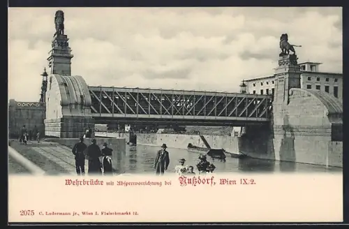 AK Wien, Nussdorf, Wehrbrücke mit Absperrvorrichtung