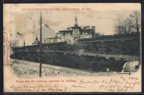 AK Wien, Döbling, Gasthaus zur schönen Aussicht, Panorama mit Anlagen