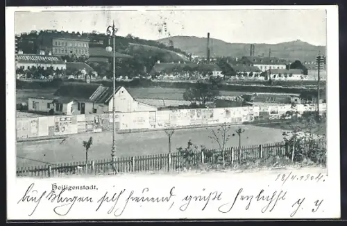 AK Heiligenstadt, Panorama mit Wand voller Reklameplakate