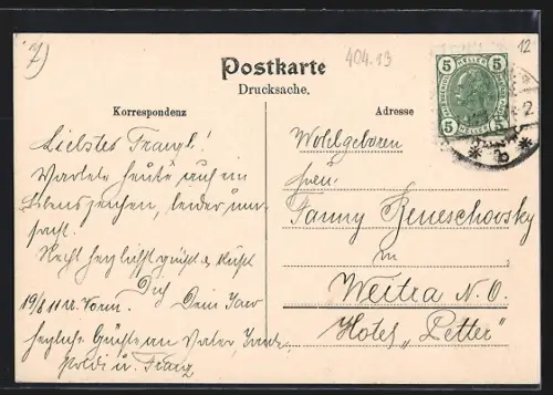 AK Wien, Rudolfinerhaus, Billrothstrasse 78, Ansicht mit Gewächshäusern aus der Vogelschau