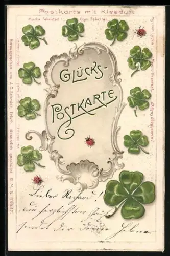 Duft-AK Marienkäfer und Klee überbringen Glück