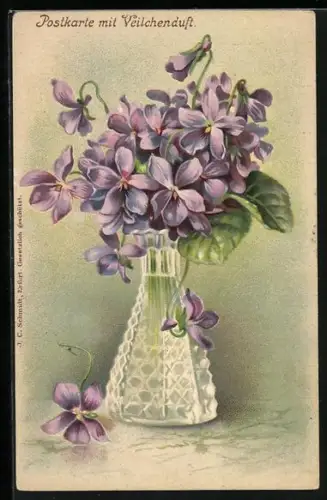 Duft-AK Glasvase mit Veilchenstrauss