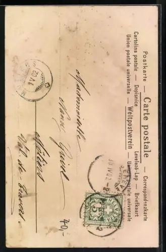 Glitzer-Perl-AK Hübsche Dame mit Hut