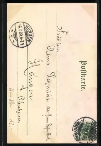 Glitzer-Perl-AK Frau in Tracht