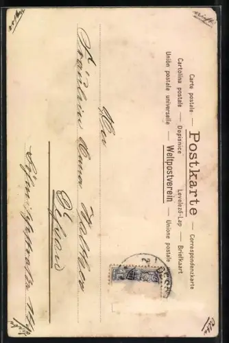 Glitzer-Perl-AK Hübsche Dame mit Perlenkette