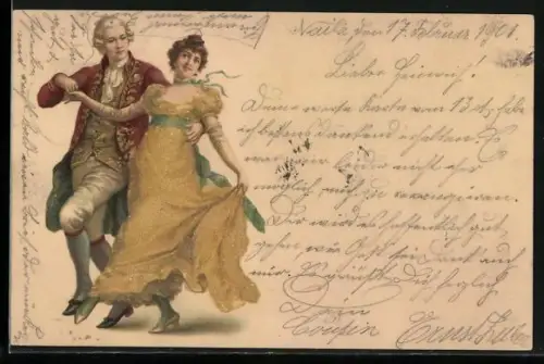 Glitzer-Perl-AK Elegantes Paar beim Tanz