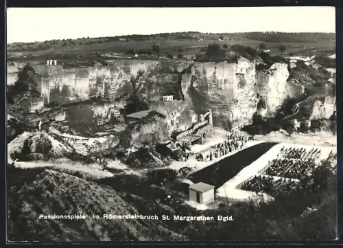 AK St. Margarethen /Bgld., Passionsspiele im Römersteinbruch, Ansicht aus der Vogelschau