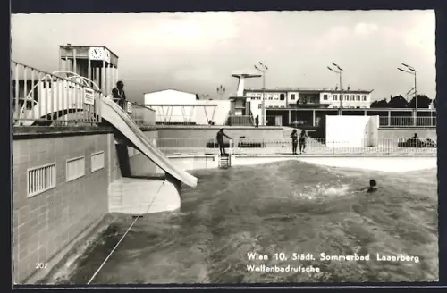 AK Wien, Städtisches Sommerbad Laaerberg, Wellenbadrutsche