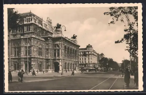 AK Wien, Oper mit Hotel Bristol u. Strasse