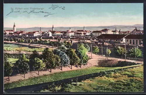AK St. Pölten, Ortsansicht vom Praterberge aus gesehen