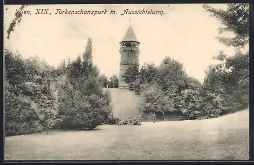 AK Wien, Türkenschanzpark mit Aussichtsturm