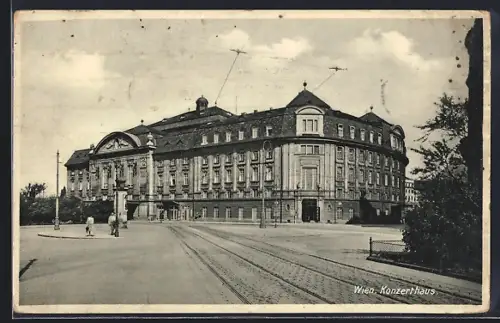 AK Wien, Konzerthaus mit Strasse und Abzweig