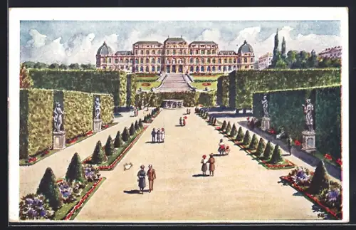 Künstler-AK Wien, Belvedere mit Anlagen
